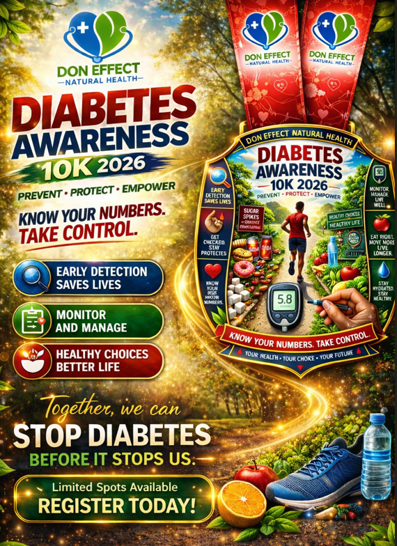 Don Effect Natural Health Diabetes Awareness 2026 Virtual 10K