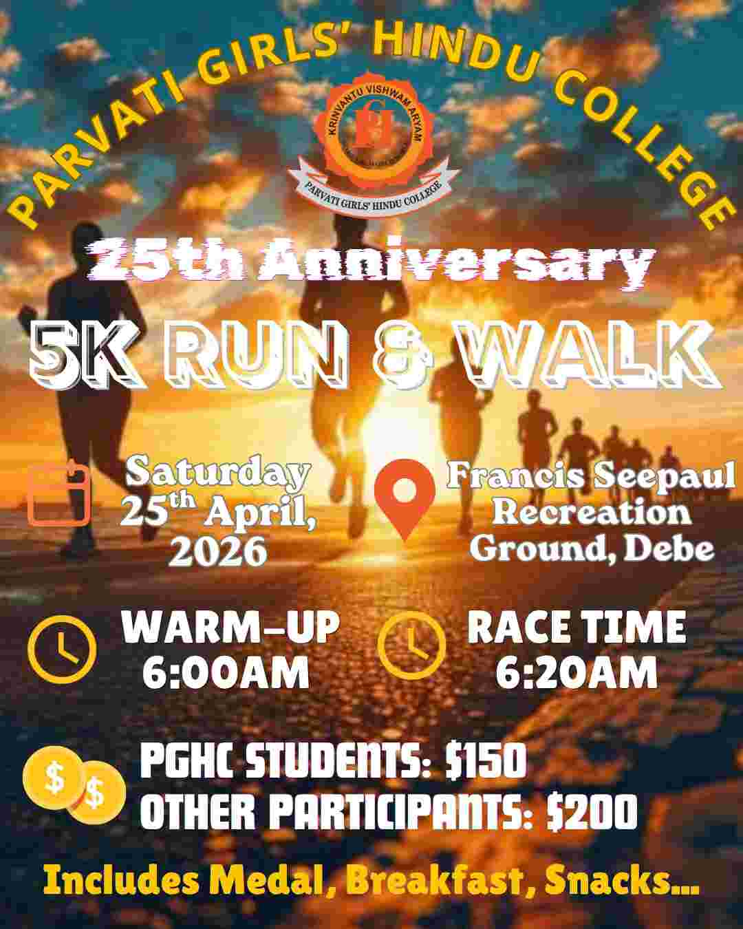 Parvati Girls' Hindu College 25th Anniversary 5K Run & Walk Fundraiser